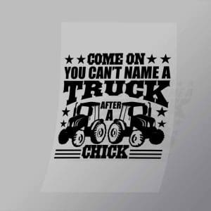 DCTR0110 Come On You Cant Name A Truck After A Chick Direct To Film Transfer Mock Up