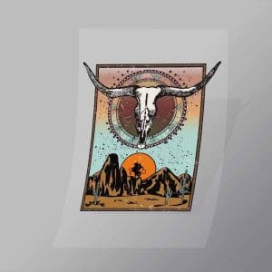 DCWC0010 Skull Western Scene Direct To Film Transfer Mock Up